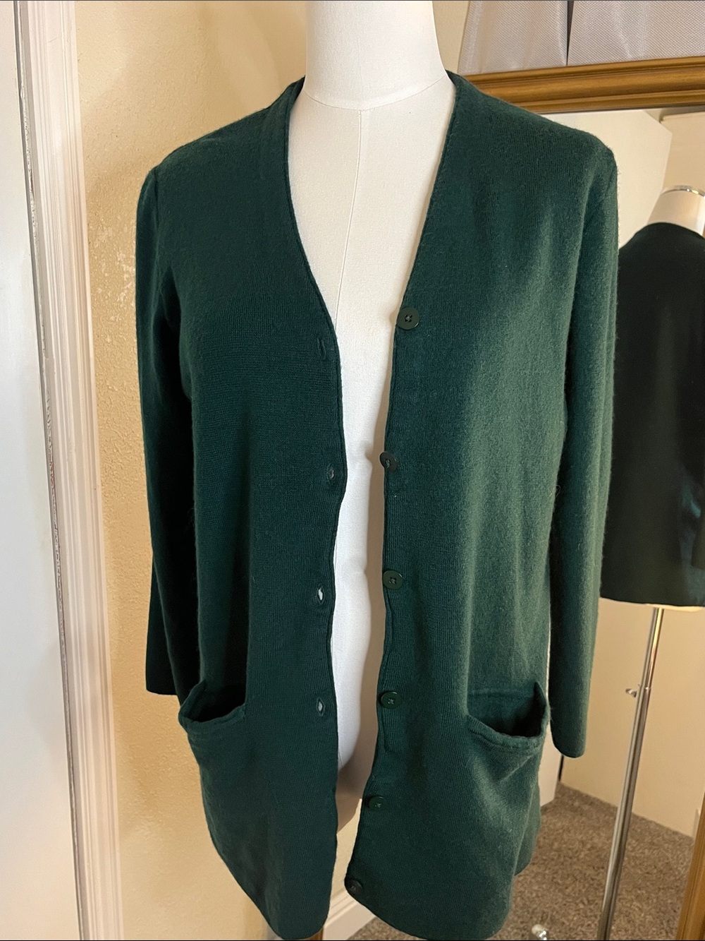 Classiques Entier Forest Green Long Button-Front Cardigan